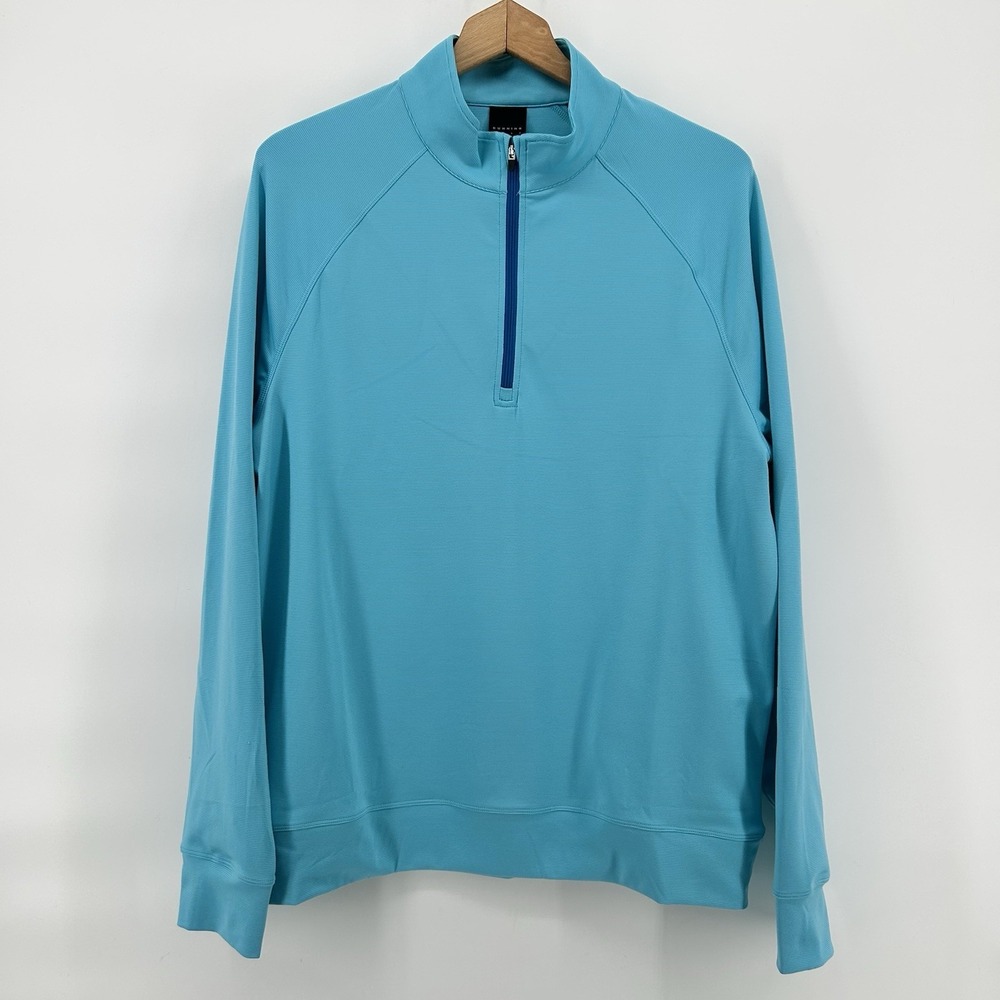Dunning Golf Pullover Mens M Blue 1/4 Zip Performance Stretch‎ Dadcore Sporty